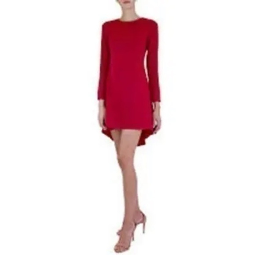 Nha Khanh Red West Dress Long Sleeve HI Low Mini Dress size 10 Holiday Dress